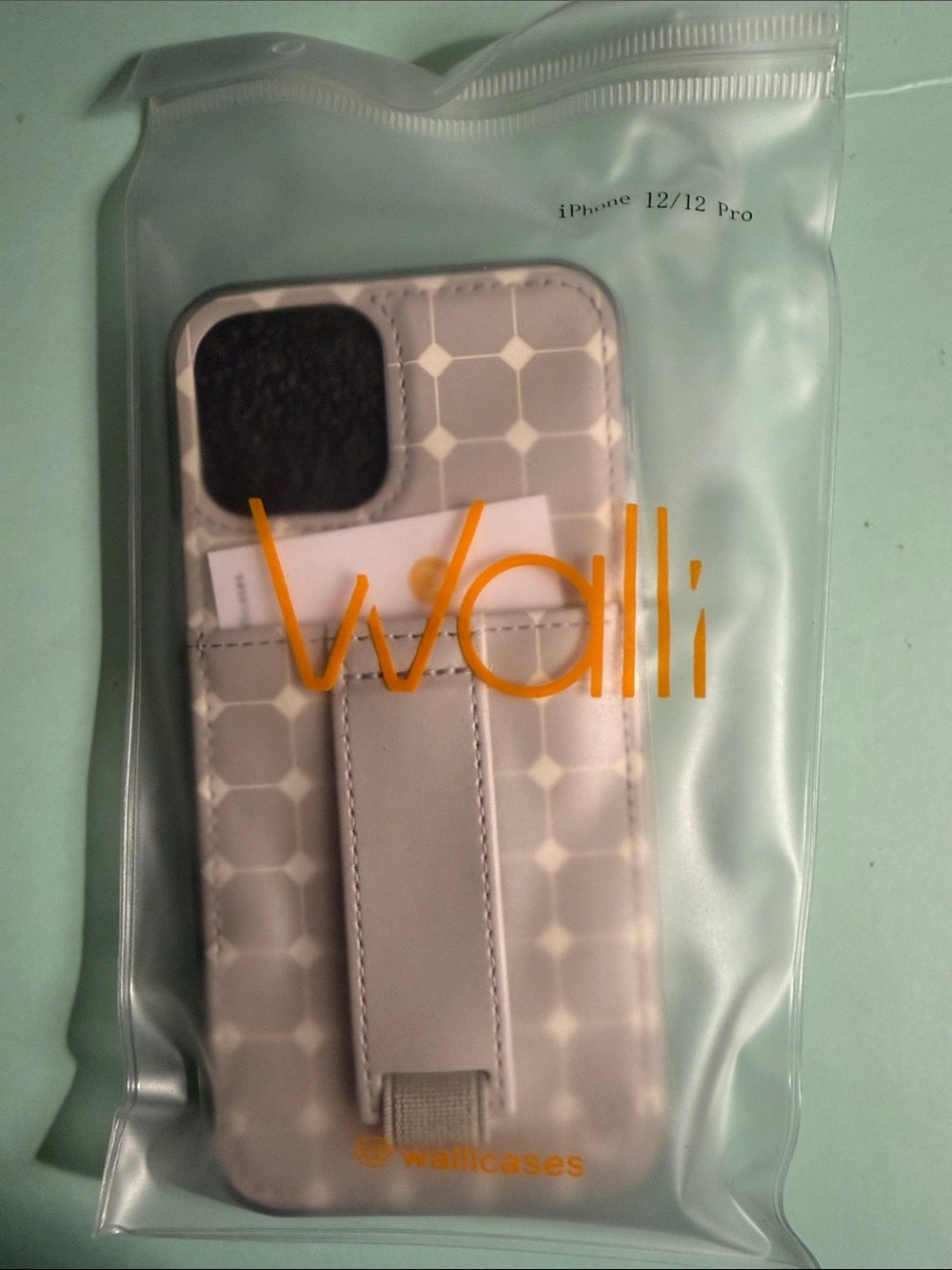 Wallis Gray Patterned Wallet Case with Hand Strap for iPhone 12/12 Pro